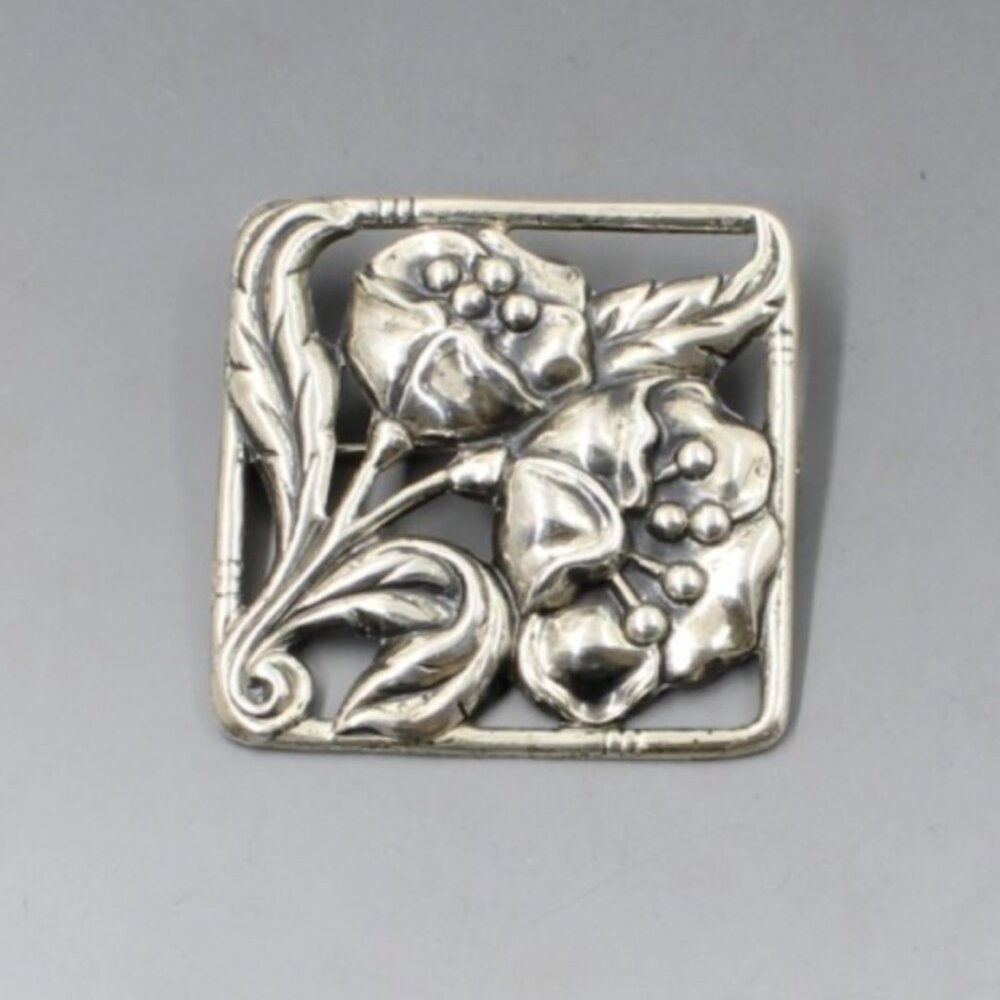 1960s Dancraft Poppy Flower Sterling Silver Brooch